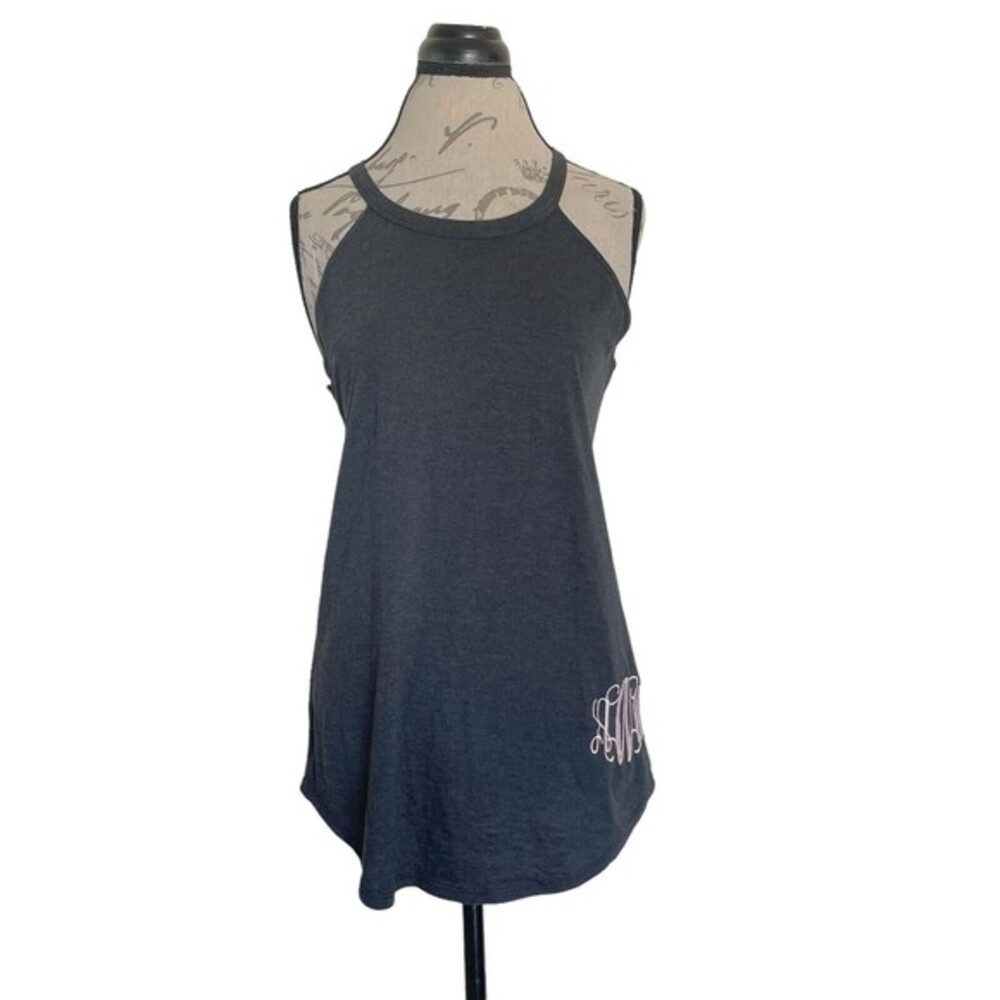 District Perfect Tri Womens Tank Top Gray Sz Medium Gray Embroidered Sleevesless